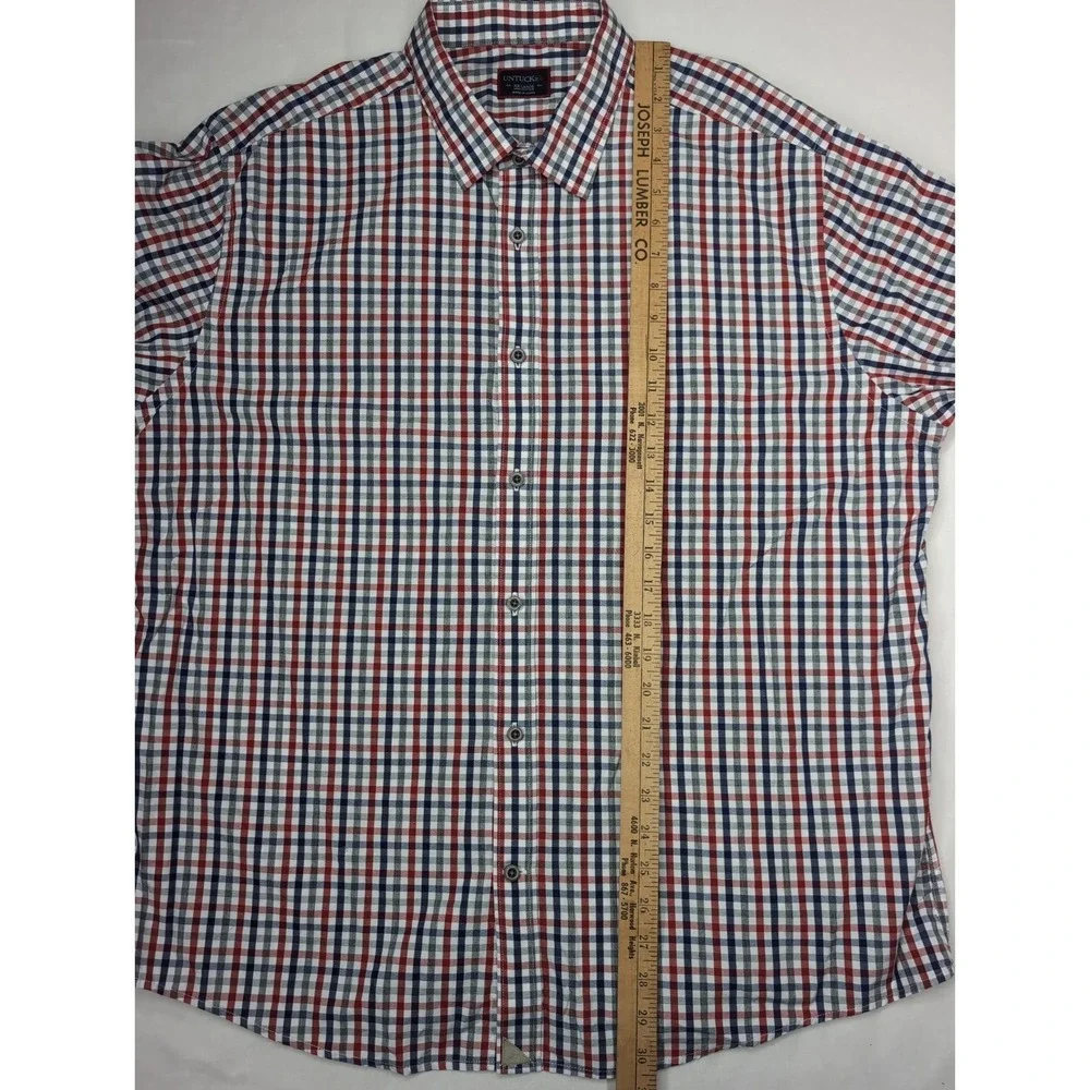 UNTUCKit Men's XXL long-sleeve button-down red white blue plaid check Cotton‎